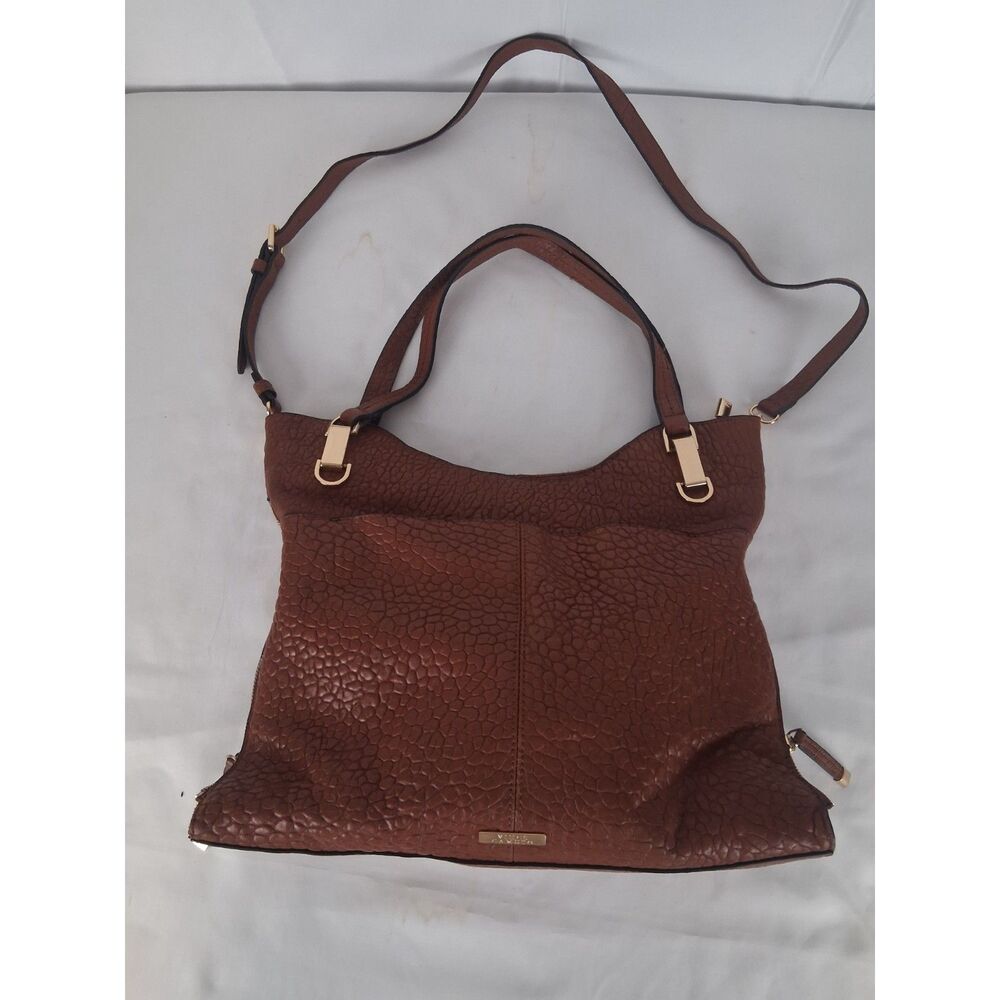 Vince Camuto Women’s Brown Textured Shoulder Bag Satchel Crossbody Purse